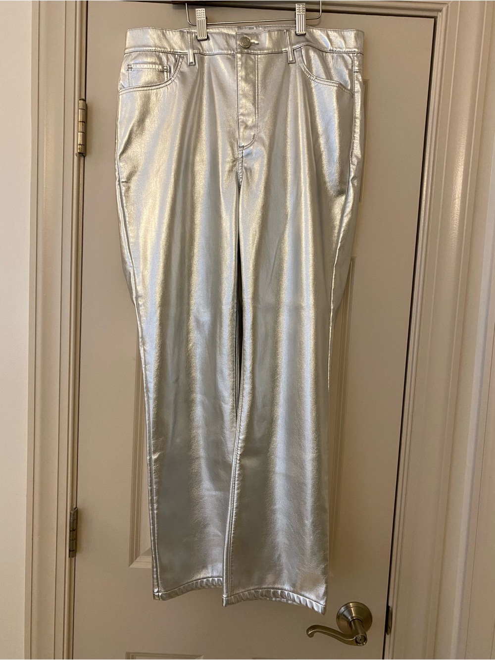 LOFT outlet size 10 Imitation Leather Silver Metallic Pants